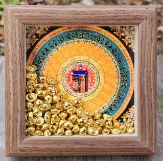 Tranh để bàn mandala kalachakra và thỏi vàng mẫu 5